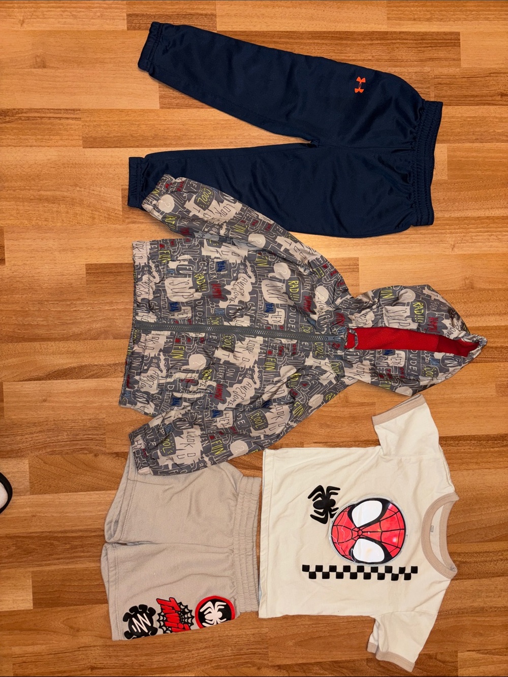 Under Armour Navy and Orange Boys Pajama Pants with Graphic Hoodie & Tee Set
